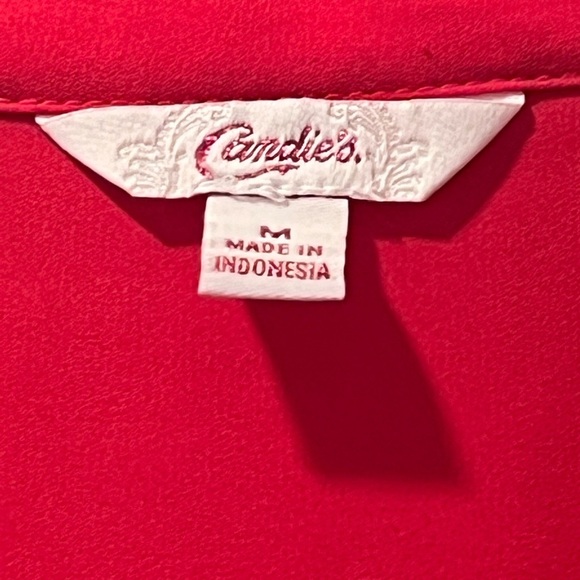 Candie's Red Embellished Long Sleeve Blouse with Mandarin Collar - Picture 3 of 6